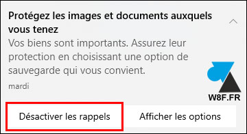 notification sauvegarde automatique Windows 10