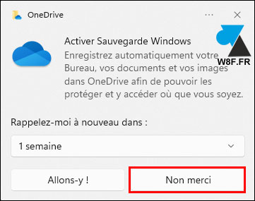 refuser sauvegarde windows onedrive