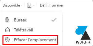 Microsoft Teams effacer emplacement