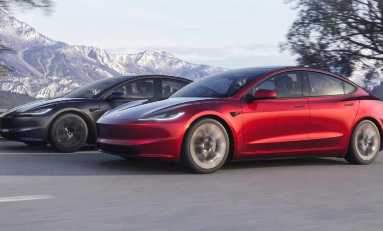 Tesla Model 3 Highland rouge noir