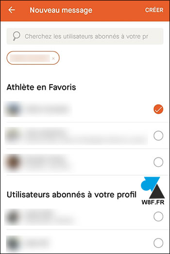 strava nouveau message