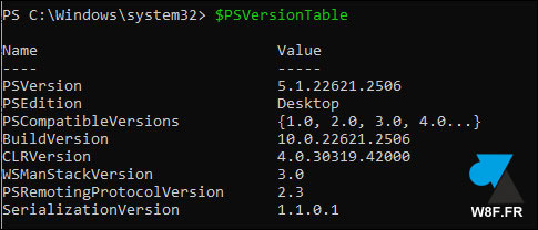 PsVersionTable 5