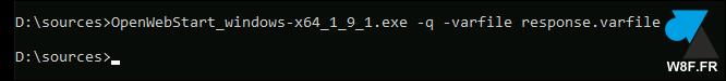 installer openwebstart response varfile