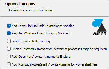 installer powershell 7 options