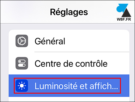 ios reglages luminosite affichage