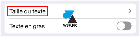 ios taille du texte
