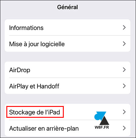 ipados stockage ipad