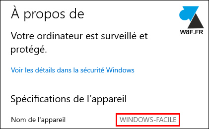 windows 10 facile nom pc