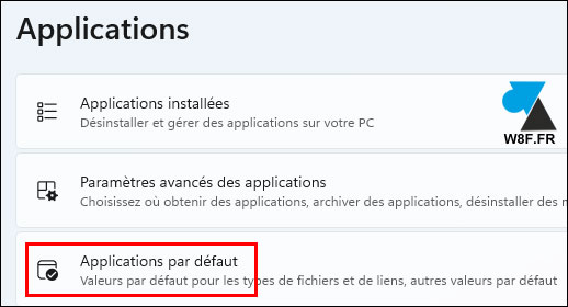 windows 11 applications par defaut