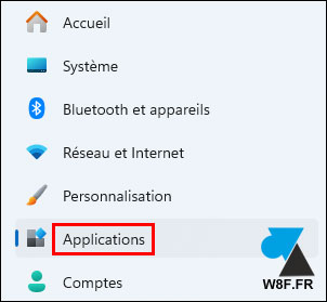 windows 11 applications parametres