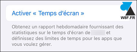 activer temps ecran iOS