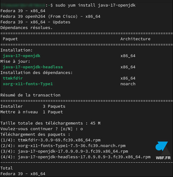 fedora yum install openjdk