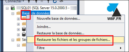 sql clic droit restaurer