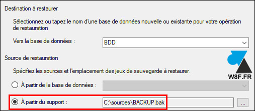 sql import fichier bak