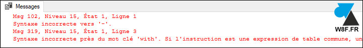 sql requete import fail