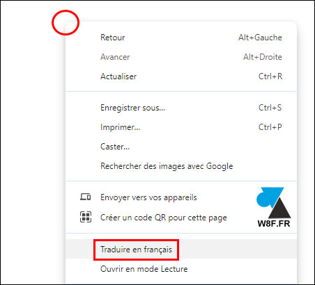Google Chrome traduction site francais