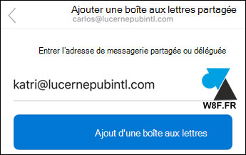 ios ipados outlook boite partagee
