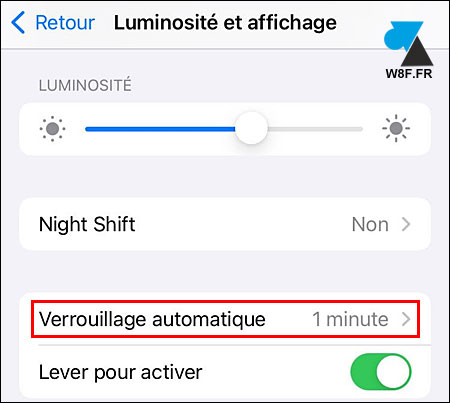 ios verrouillage automatique 1 minute