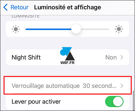 ios verrouillage automatique 30 secondes