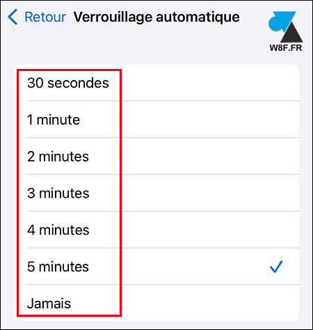 ios verrouillage automatique ecran