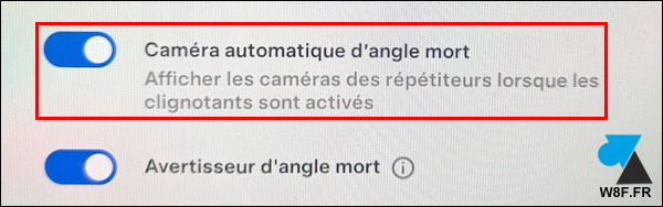 tesla angle mort camera activer