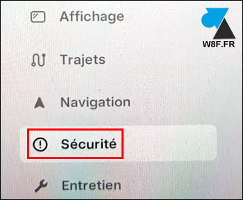 tesla menu securite