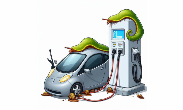 borne recharge voiture electrique attaque limace