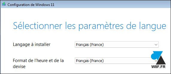 windows 11 installation langue