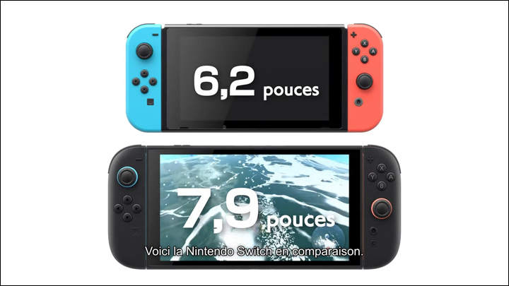 switch 1 et 2 taille ecran