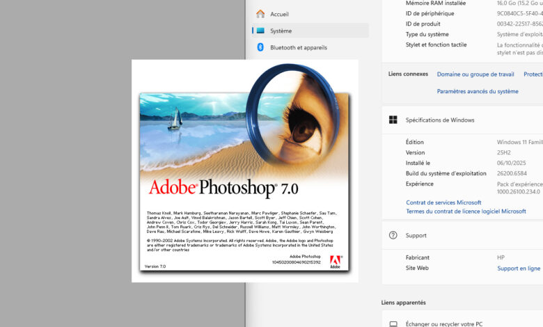 Photoshop 7 sur Windows 11