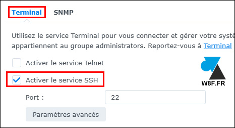 tutoriel NAS Synology activer SSH