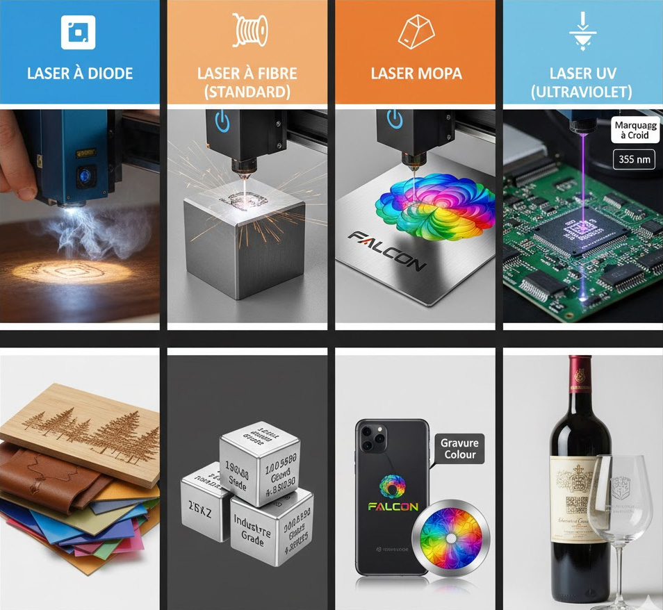 comparatif laser diode fibre mopa uv