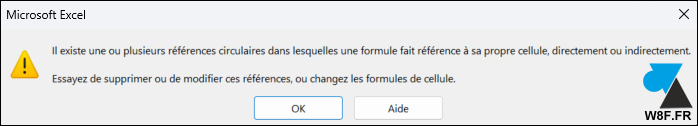 erreur excel reference circulaire