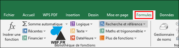 microsoft excel menu formulaires formules