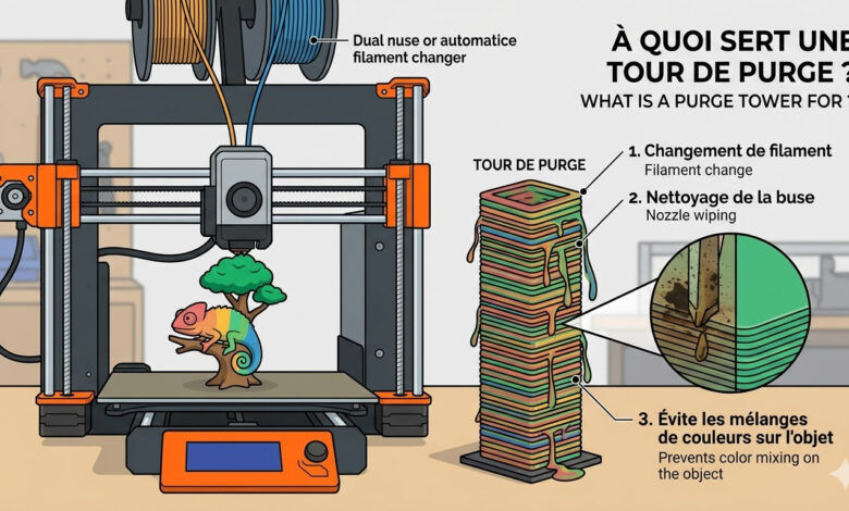 tour de purge imprimante 3D