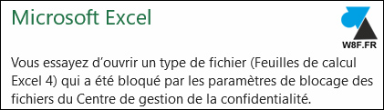 excel erreur type de fichier blocage