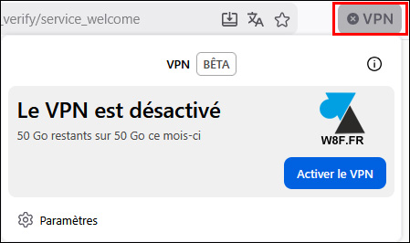 firefox vpn icone activer