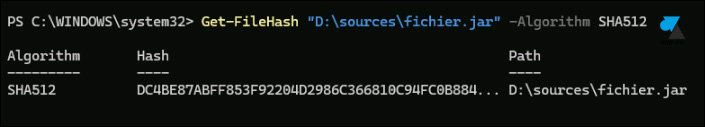 get file hash sha256 sha512